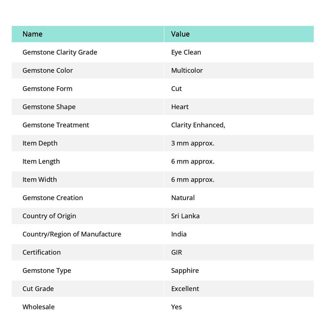 6x6 mm Natural 3.6 Ct Mix Sapphire Heart Lot CERTIFIED Unique Gems Free Delivery nsc-408