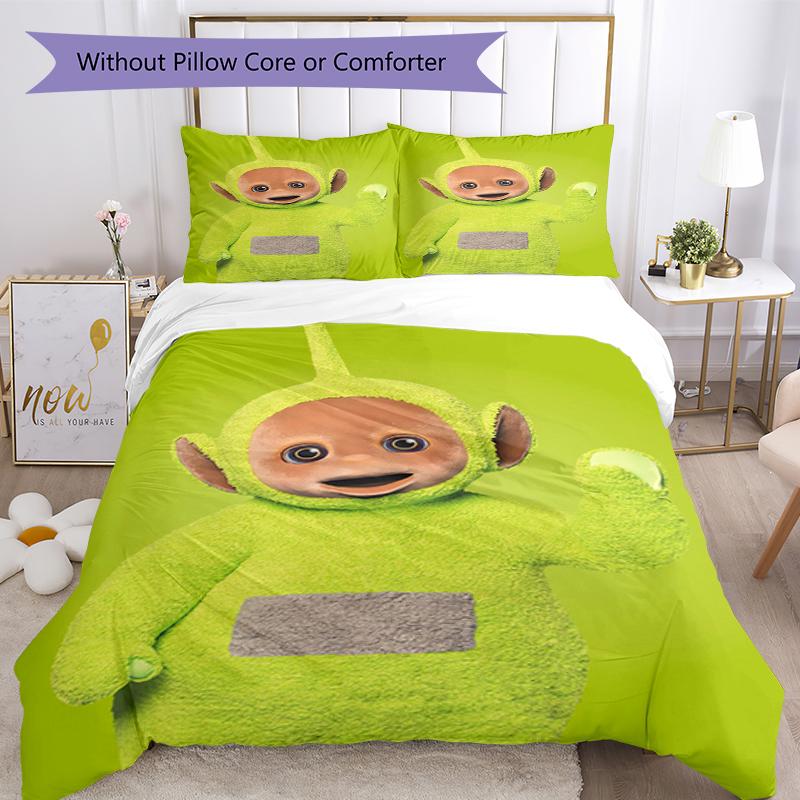3pcs Teletubbies Bedding Set Duvet Cover Closure Includes 1 Duvet Cover & 2 Pillowcases, Soft and Comfortable for All Seasons.