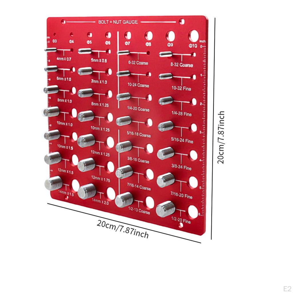 Прибор для проверки резьбы гаек и болтов, красного цвета, идентификация болтов, стандартный метрический квадратный винт