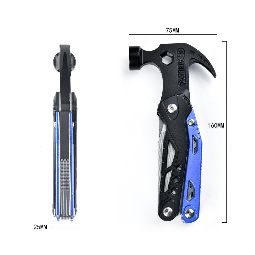 Многофункциональный молоток, портативный складной многоцелевой набор для выживания в лесу, походный нож, плоскогубцы, отвертка, ручной инструмент