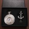 2 шт./набор, 1 шт. модные мужские серебристые карманные часы с арабскими цифрами и циферблатом и 1 шт. винтажное классическое ожерелье, идеальный выбор для подарков мужчинам и женщинам