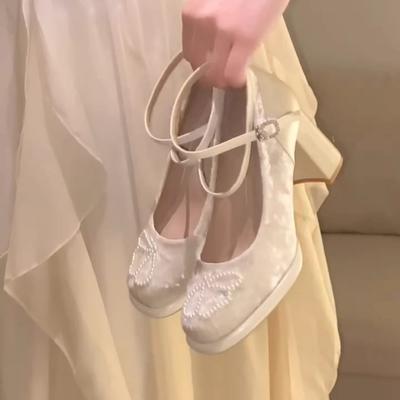 Туфли фея стиль высокие каблуки толстый каблук Мэри Джейн одинарные туфли женская обувь с платьем-лошадью весенние новые модели