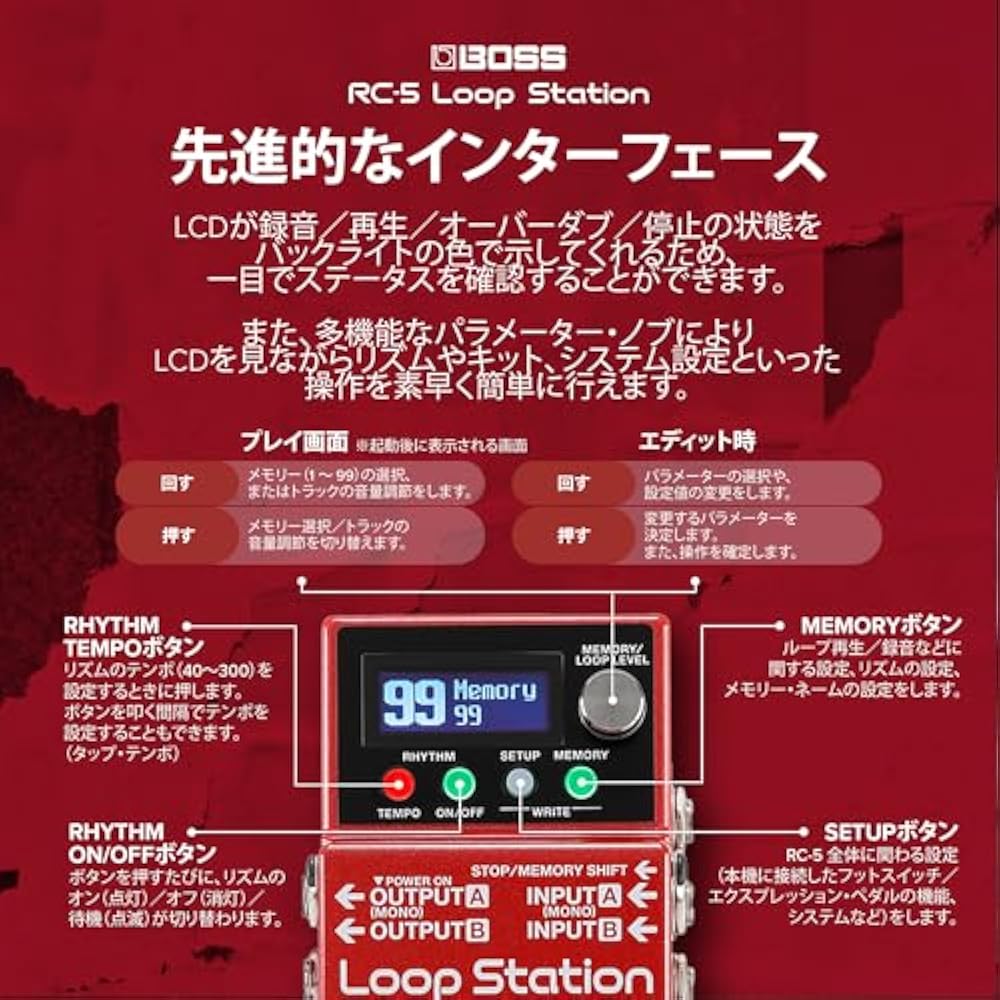 BOSS Boss Loop Station Looper RC-5 Compact Stereo Compatible Up to 13 Hours Recording Effector Gu...