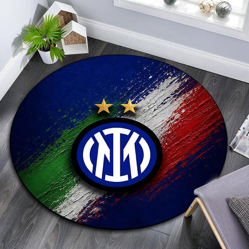 Football Club Internazionale Milano Round Area Rug,Carpet Rug for Living Room Bedroom Sofa Playroom Decor,Non-slip Floor Mat