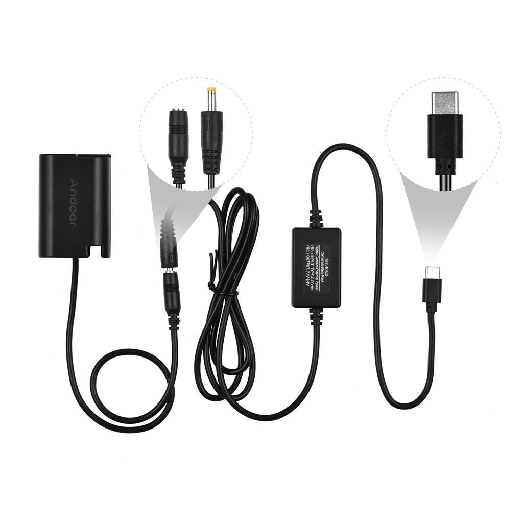 Andoer DMW-DCC17 Заглушка аккумулятора с кабелем адаптера питания типа C DMW-BLK22 Заглушка соединителя аккумулятора