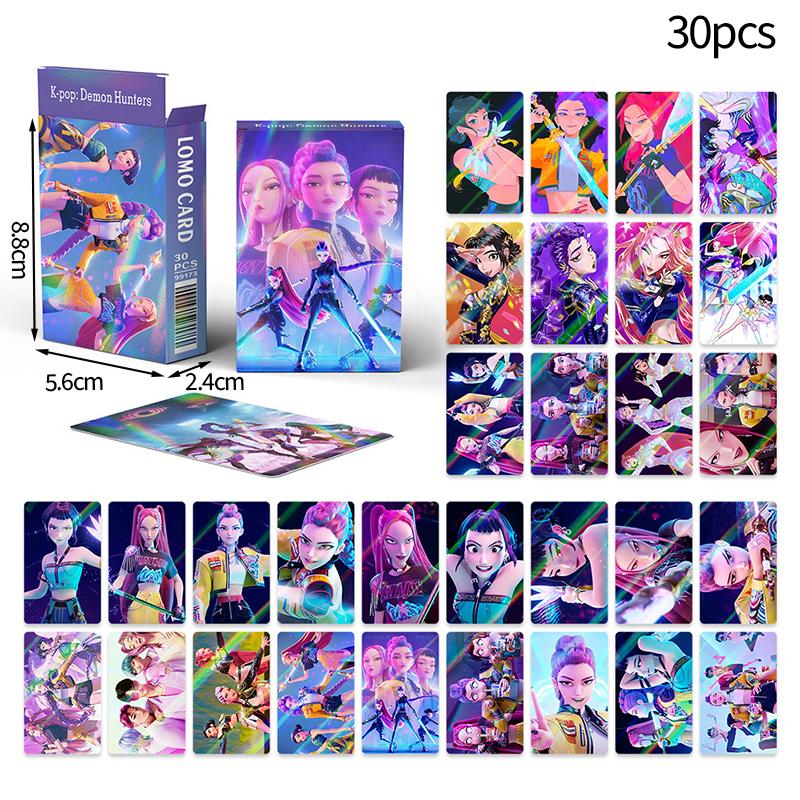 K-pop Карточки Охотники на демонов Наклейки Аниме Карточки Альбома Huntrix K-pop Брелоки Украшение на день рождения Подарок для фанатов Сувенир