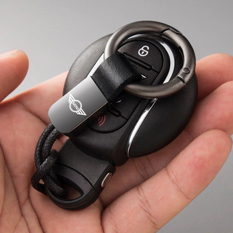 Man Women Leather Rope Keyring Key Chain Ring Car Logo Keychain For BMW Mini Cooper Countryman Clubman R55 R56 R60 F54 F55 F56 kycp51
