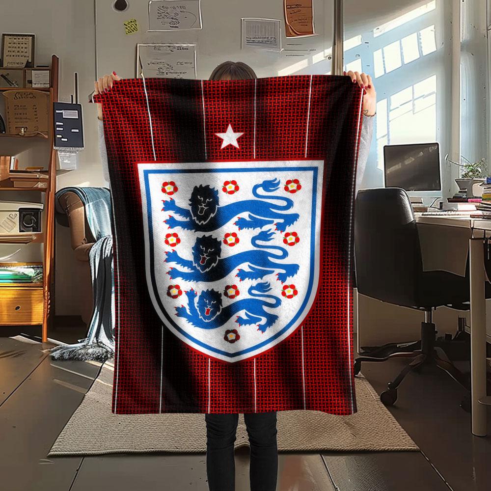 England national football logo Printed Flannel Blanket, soft throw for bedroom sofa, washable,soccer fan merchandise, great gift.
