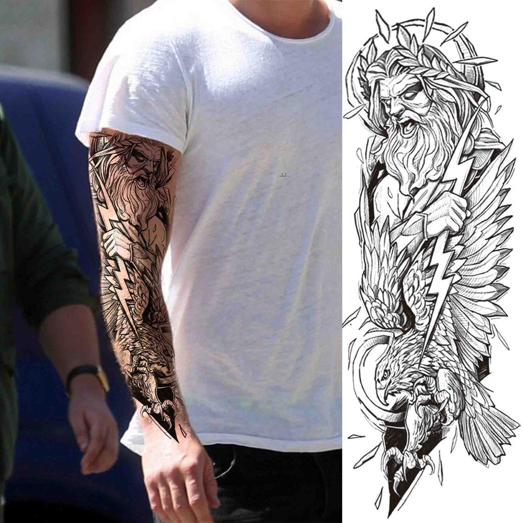 Реалистичные временные татуировки с изображением Бога Марса, рукава для мужчин и взрослых, поддельные татуировки с изображением орла, льва, воина, наклейка, моющаяся тату на всю руку, длинная