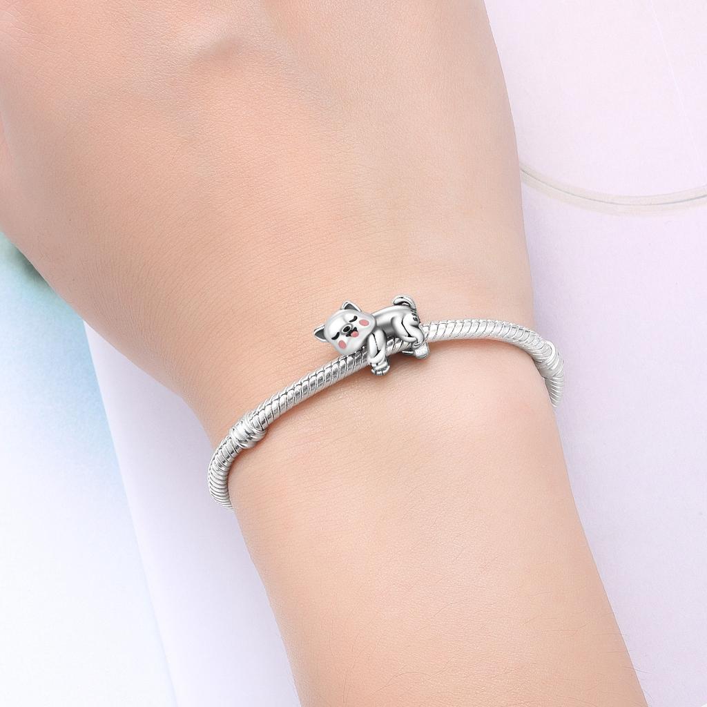 Медь Коала Щенок Спит На Животе Цепочка Шармы Бусины Подвеска Для Оригинального Браслета Женские Украшения для Девочек