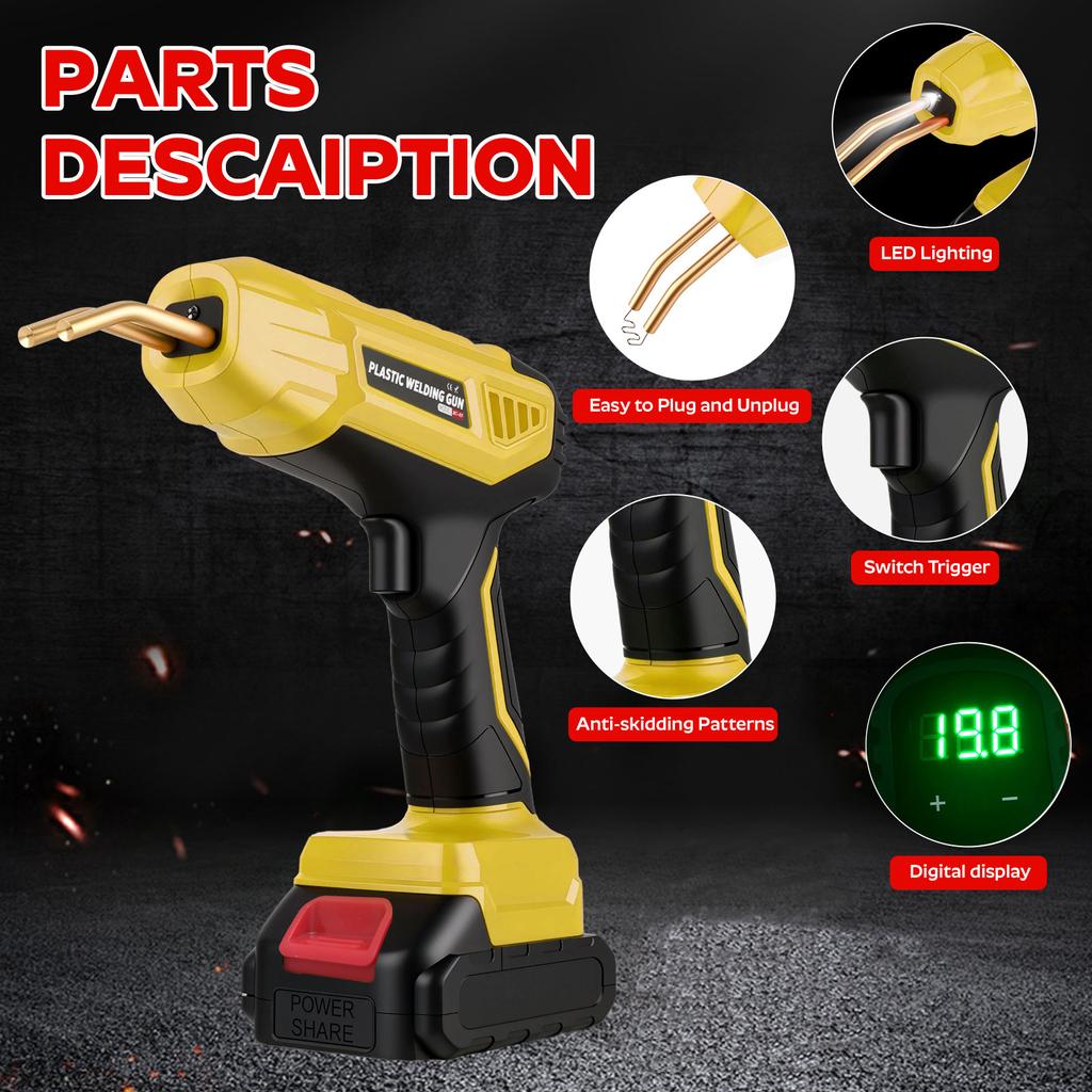 Беспроводной аппарат для сварки пластика и 400 скоб, быстрый нагрев за 3 секунды, трубка из чистой меди, инструмент для DIY-ремонта, легкий и быстрый