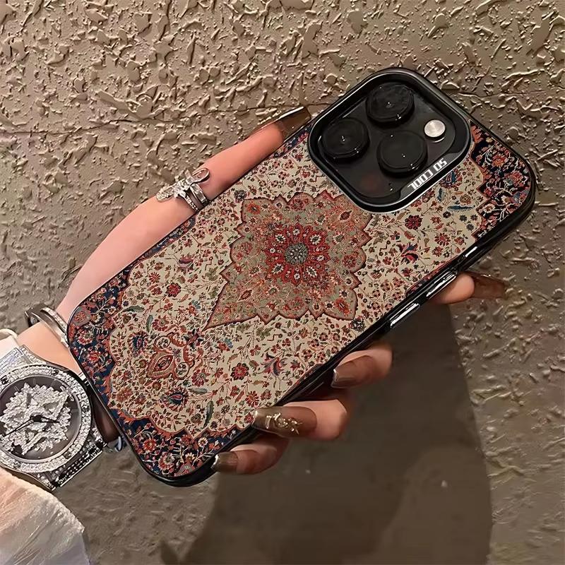 Роскошный Чехол Для Телефона С Узором Персидского Ковра Для iPhone 16e 16 Pro Max 15 14 Plus 13 12 Mini 11 Pro Ударопрочная Силиконовая Задняя Крышка