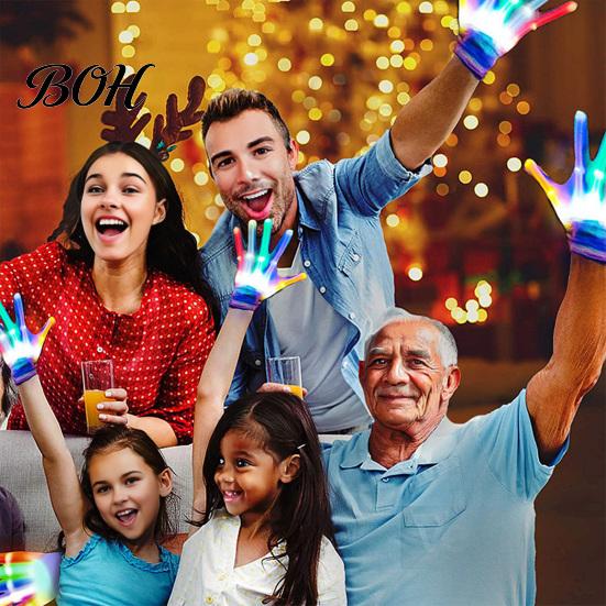Colorful LED Gloves for Festivals Light Up with 6 Flashing Modes, Rave Christmas Glowing Costume Glow Halloween Party, Concert Festival Accessories