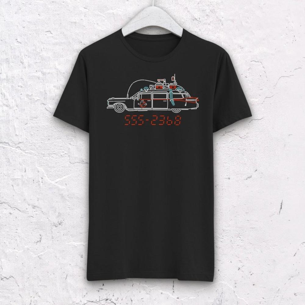 80s Ghostbusters Car TShirt Vintage Movie Woman Man Unisex Halloween High Quality Cotton Graphic T Shirts Ropa Hombre