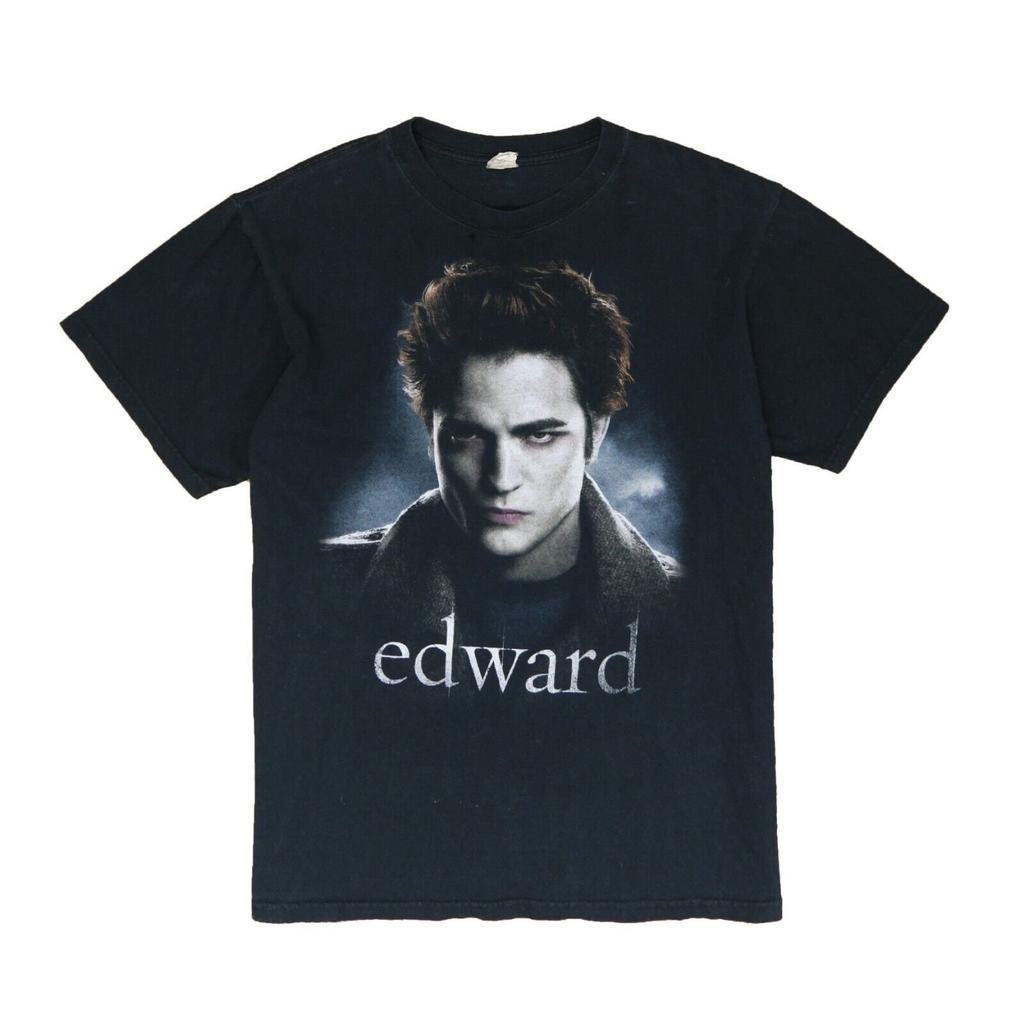 Vintage Edward Cullen Twilight Anvil T Shirt Size Large Black Movie Promo