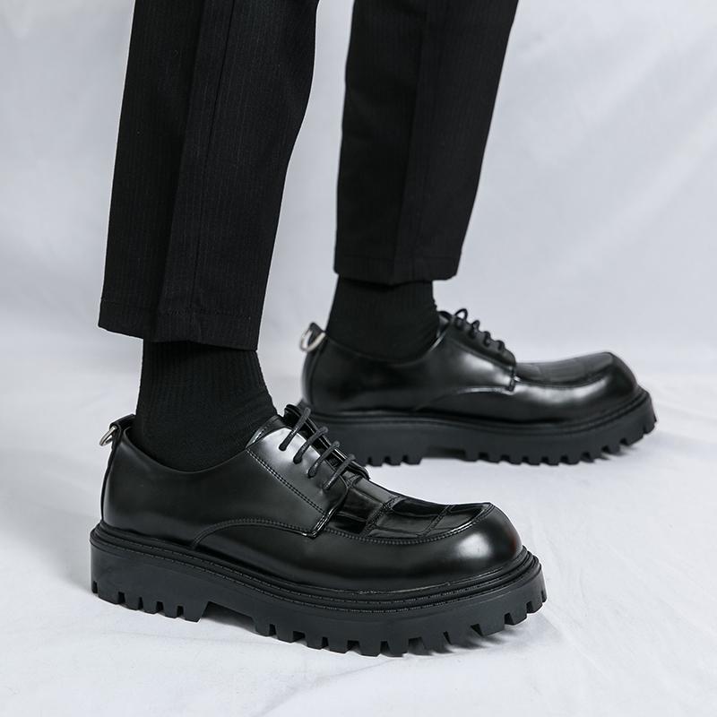 Мужские кожаные туфли на толстой подошве для отдыха в британском стиле, повседневные, деловые, офисные, для улицы, вечеринки, молодежи, для ходьбы