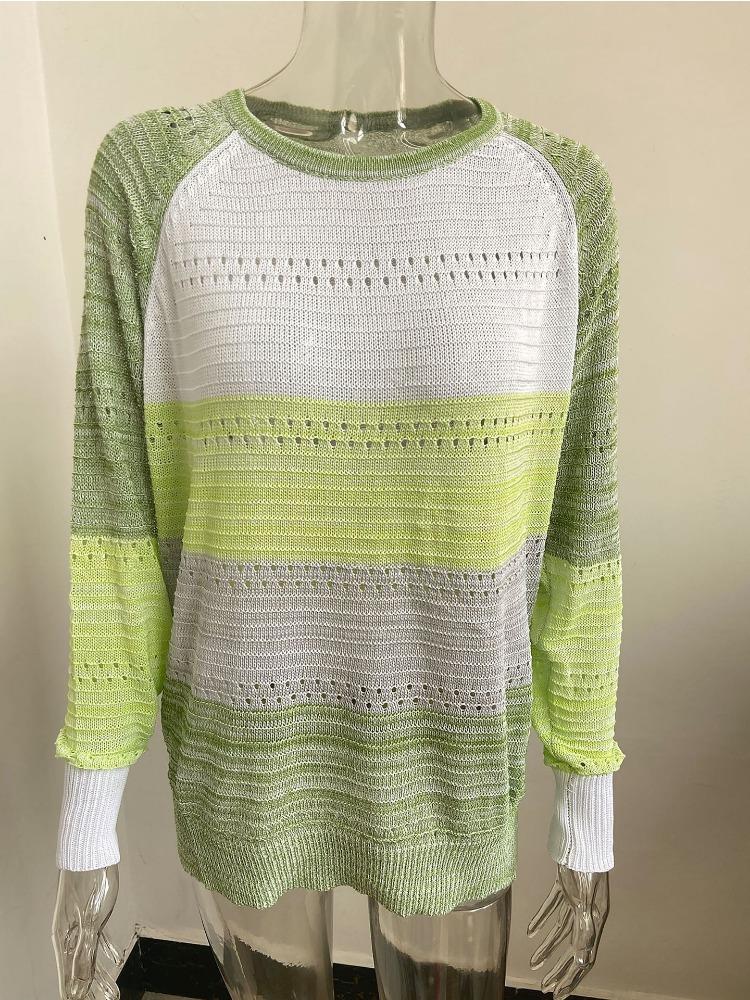 Original Order Autumn Winter Pullover Colour Blocked Sweater for Women Luxurious Relaxed-fit Slimming and Versatile Top