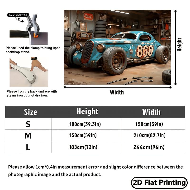 2D plane, 1 piece of 2D banner, retro racing garage studio background cloth