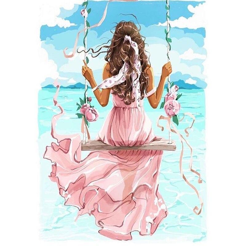 Diamond Mosaic Girl Full Round Diamond Painting Cross Stitch Kit Diamond Embroidery New Arrival 40*50cm