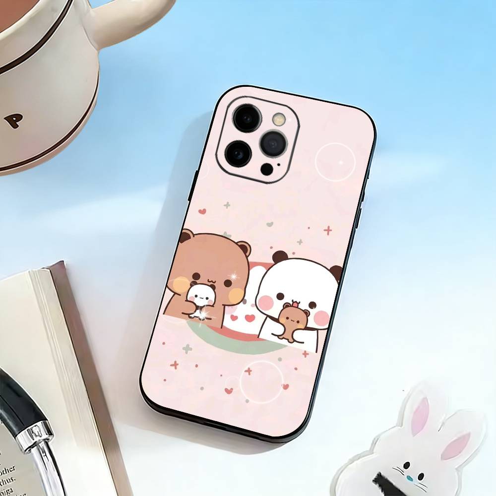 Милый Чехол для Телефона BuBu-DuDu Du Для iPhone 17,16,15,14,13,12,11 Plus,Pro Max,XS,Мягкий Силиконовый Черный Чехол