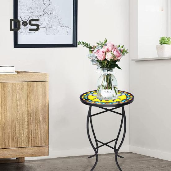 Металлический приставной столик диаметром 10,2 дюйма, круглый журнальный столик для патио, устойчивый к погодным условиям, подставка для цветочных горшков, вазы, для домашнего использования в помещении и на открытом воздухе