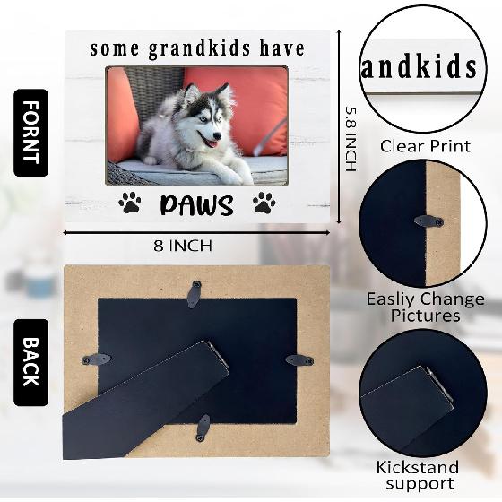 Dog Grandparents Gifts 4x6 Picture Frame, Pet Photo Frame, Dog Grandma Grandpa Lovers Owner Gifts for Women Men, Pet Lover Gift Wooden Picture Frames
