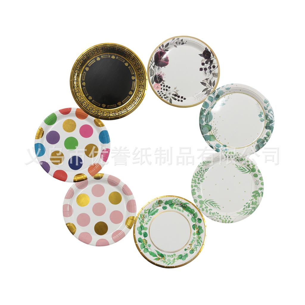 Periodic Price Reduction Promotion! 9 Inch 7 Inch Disposable Paper Plate Christmas Holiday Party Household Plate Bronzing Paper
