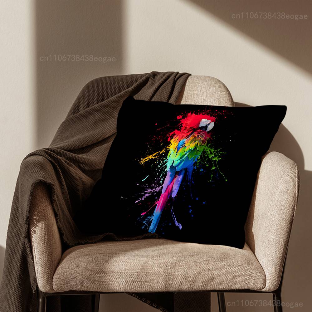 Арт Птица Попугай Наволочка Для Гостиной Подушка На Диван Подходит Для Украшения Дома Спальни И Защиты