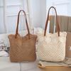 Woven Straw Bag Crochet Hollow Flower Shoulder Bag Seaside Beach Vacation Bag Large Capacity Bag