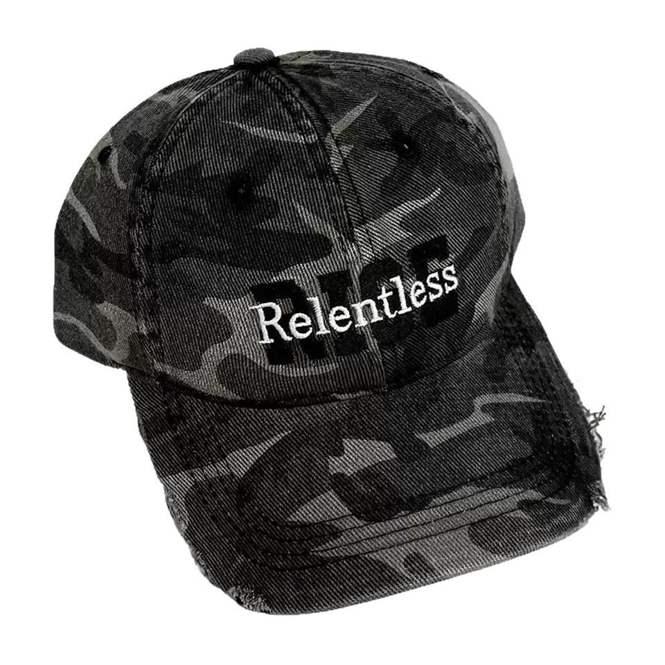 Fashion Hat American camouflage holes do old personalized denim letters RISE baseball cap men and women street tide brand couple cap