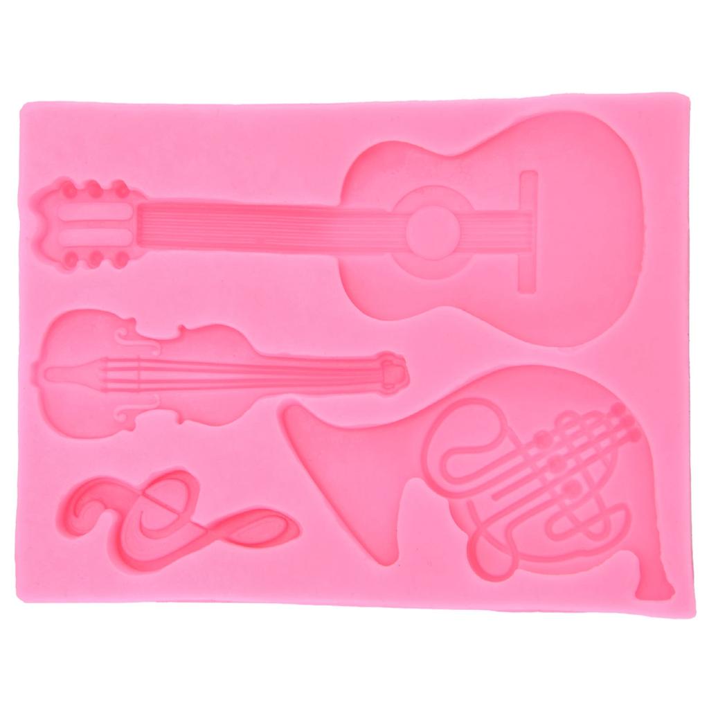 Guitar Shape Silicone Mold Chocolate Fondant Cake Decoration Mold for Home Bakery Kitchen