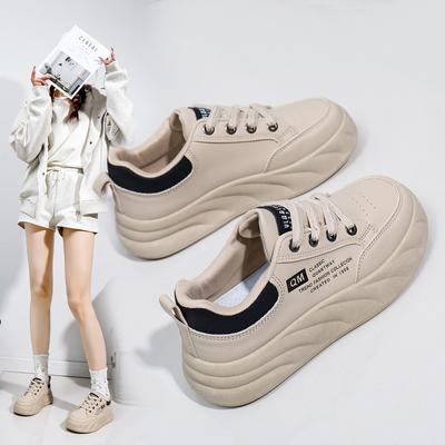 Дышащие белые туфли с низким берцем для женщин, новые весенние туфли интернет-знаменитостей с большой головкой, повседневные кроссовки на толстой подошве A683