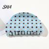Vintage Hair Claw Clip Back Head Claw, Strong Bite Force Clip, Dot Print Sturdy Large Anti-Slip Teeth Accessory for Daily Wear PVC