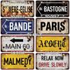 SQ-DGLZ Paris Bangde Road License Plate Warning Tin Sign State Wall Decoration Metal Sign Home Decor Painting Plaques Art Poster