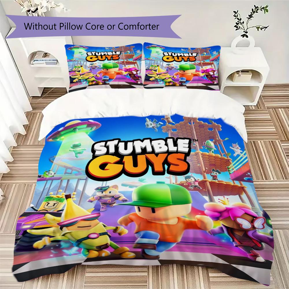 Stumble Guys theme pattern Pattern Bedding,Quilt Set Quilt Cover Pillowcase Home Birthday Gift (1*duvet cover+2*pillowcase,without core)XSJT0917190