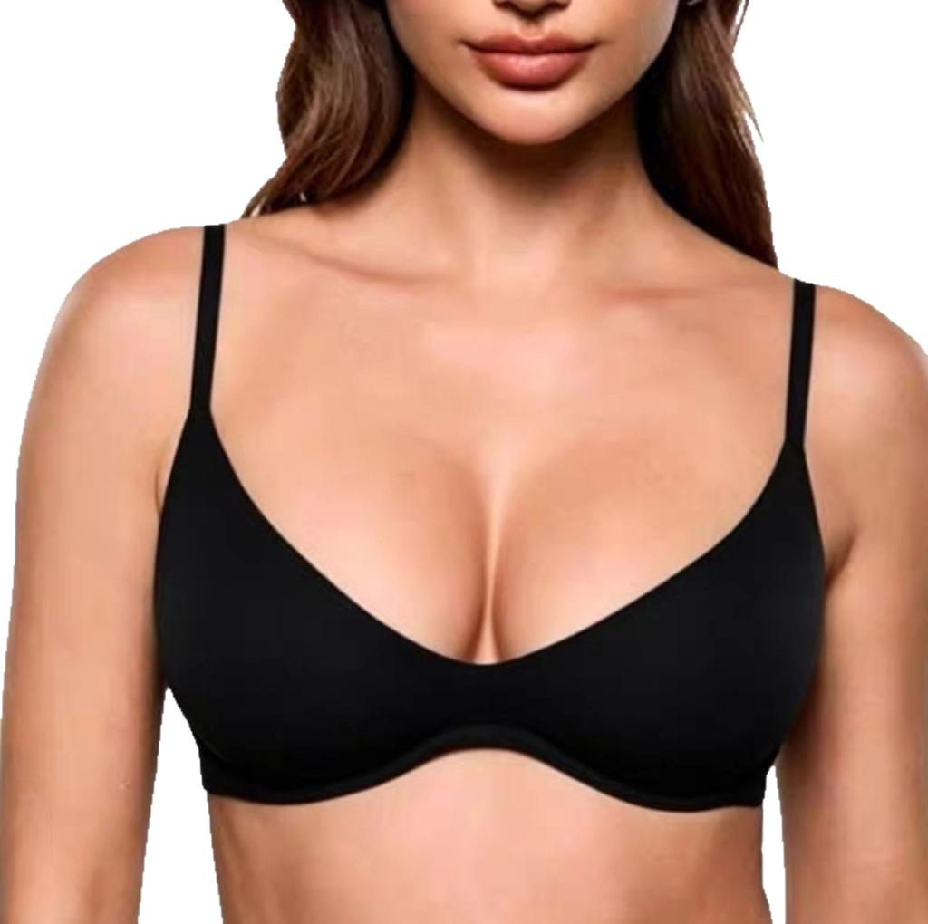 Large size TK European and American size English marked with steel ring flat mouth round neck non-marking slim underwear bra