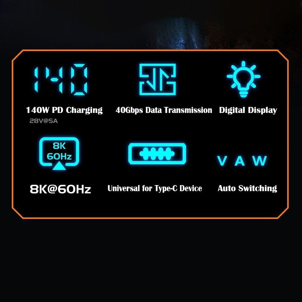 Адаптер USB-C 8K 60 Гц Цифровой дисплей Измеритель мощности Тестер Разъем-удлинитель Type-C Мобильный телефон