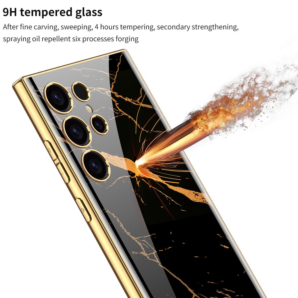 Для Samsung Galaxy S24 S23 Ultra Plus чехол роскошный гальванизированный окрашенный узор глянцевое стекло ударопрочный твердый чехол аксессуары