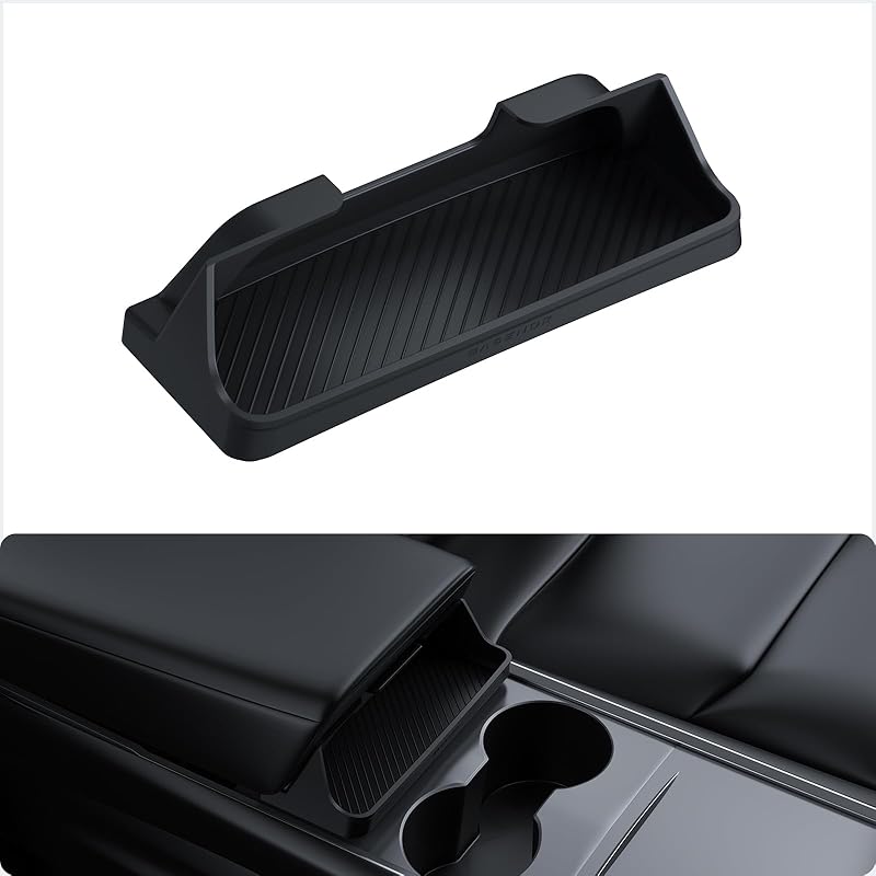BASENOR 2026 Tesla Model Y Model 3 Center Console Sunglasses Holder, Armrest Key Holder Storage Box For 2025 2026 Model Y Juniper 2024 2025 Tesla 3