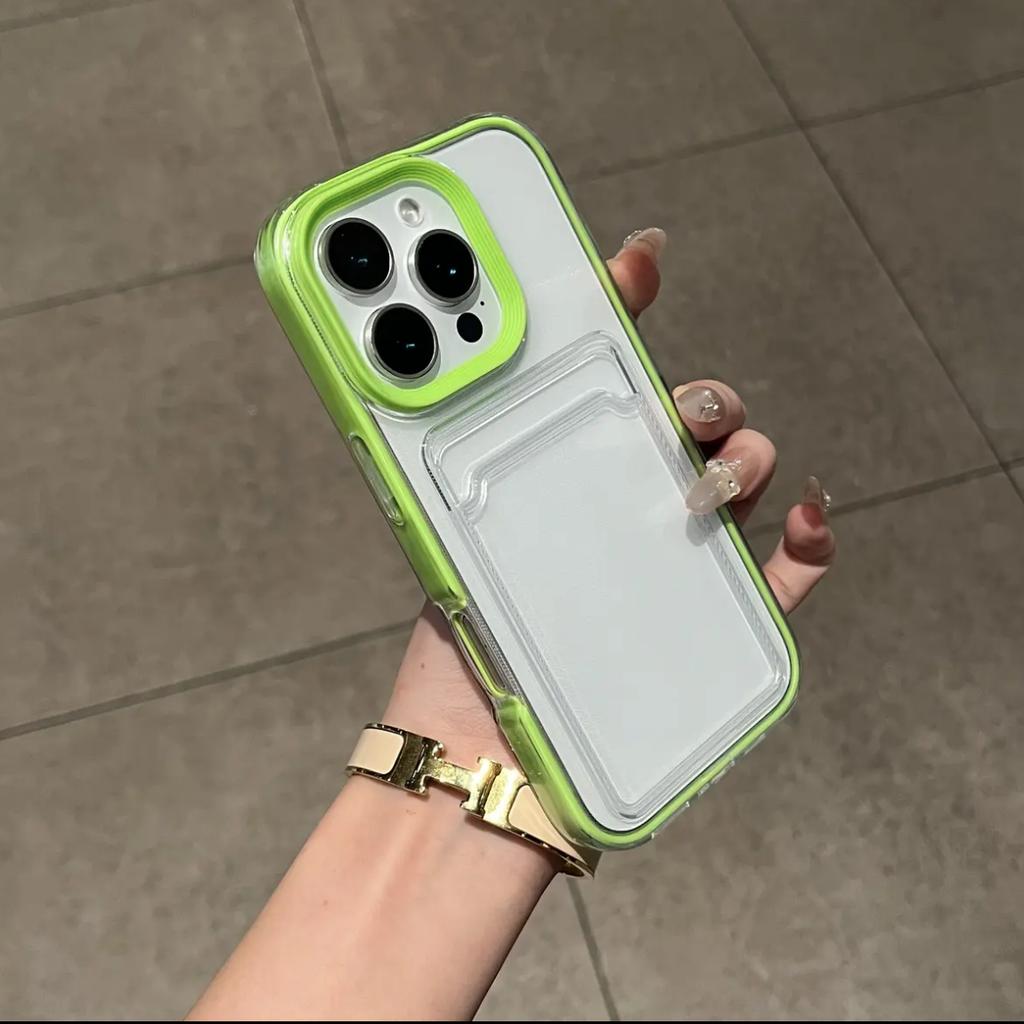 2in1 Card Holder Slot Wallet Photo Pocket Clear Case For 16 15 14 Plus 13 12 11 Pro Max X XR XS TPU+PC Shockproof Cover