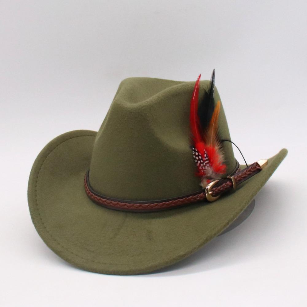 Fedora Hat Feather Decors Fedora Hat Dress Up Bucket Hat Woolen Top Hat Costume Cosplay Cap