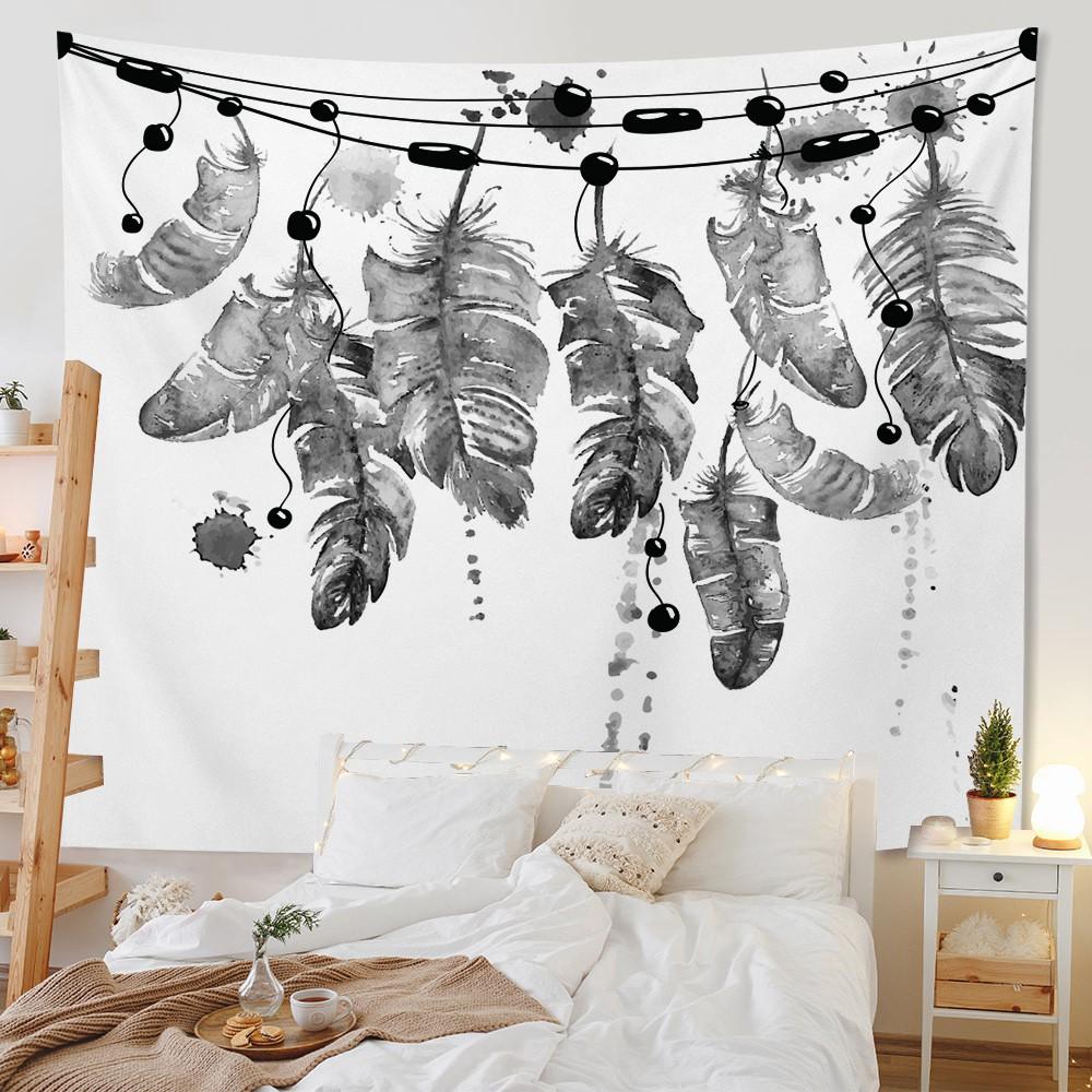 Bedroom Living Room Tapestry Home Decor Pink Feather Tapestry Feather Print Tapestry Background Decor