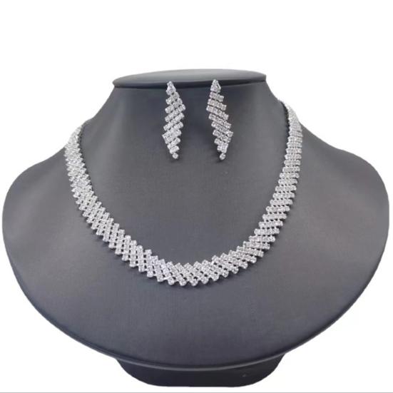 1 комплект, ожерелье невесты, элегантные, темпераментные, роскошные, благородные, изысканные, гипоаллергенные, висячие серьги со сверкающими стразами