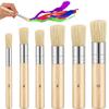 6Pcs Bristle Paint Brushes with Wooden Handle Watercolor Acrylic Oil Painting