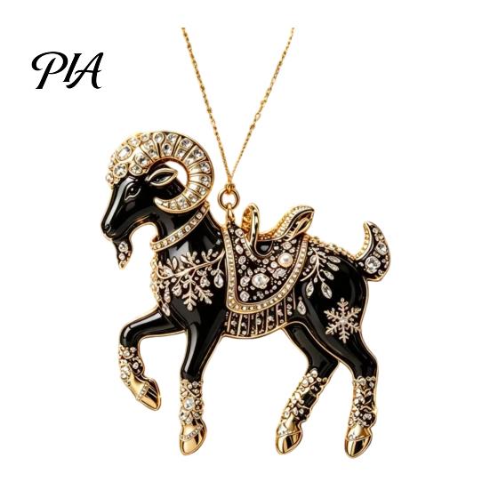 Acrylic Holiday Ornaments for Home Black Goat Christmas Tree Hanging Ornament, 2D Festive Lightweight Holidays Pendant, Decorative Car Accessory Party