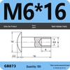 Полутрубчатая заклепка с полукруглой головкой GB873: Доступны размеры M2-M8