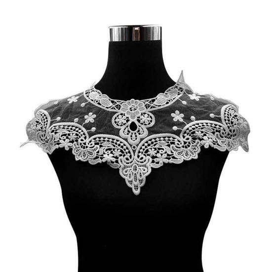 Lace Embroidered Fake Collar Hollow See-through Lace Flower Pattern False Collar Lace Embellished Clothing Accessory