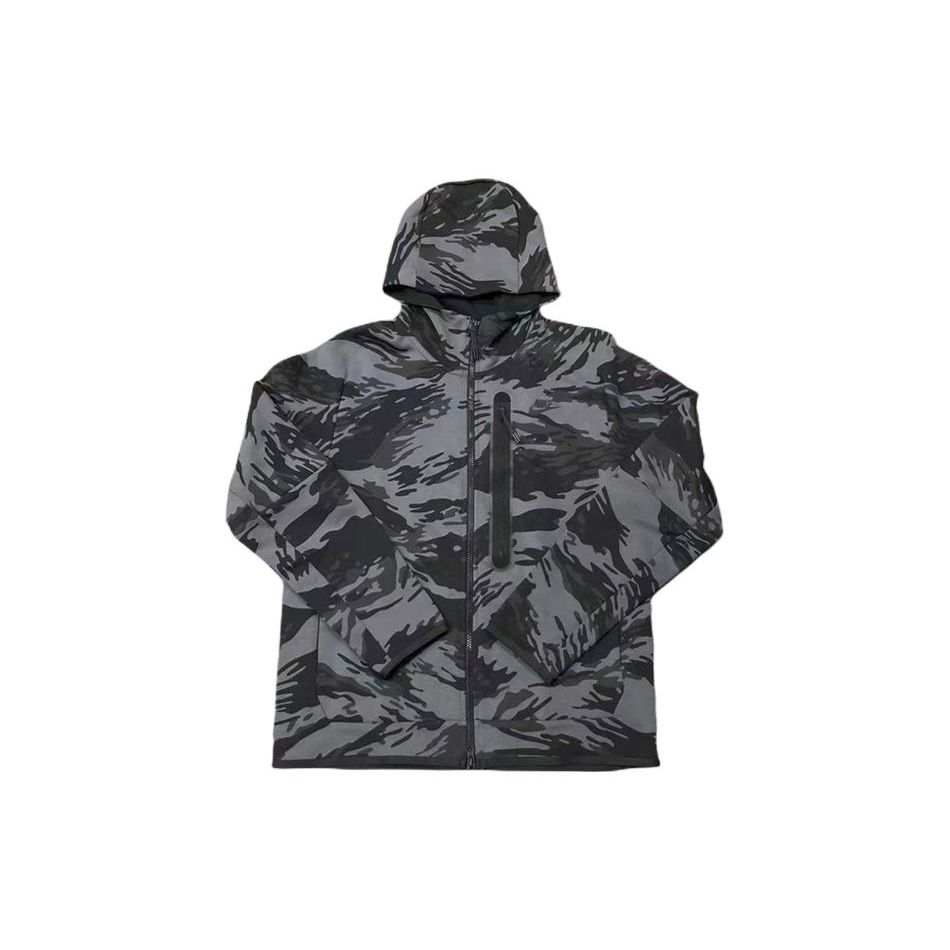 Nike Camouflage Windproof Hooded Knit Jacket Men Outerwear Grey CU4492-068