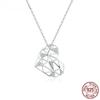 Sterling Silver 925 Heart Pendant Necklace for Women Fashion Design Deconstruction Party Jewelry Accessories