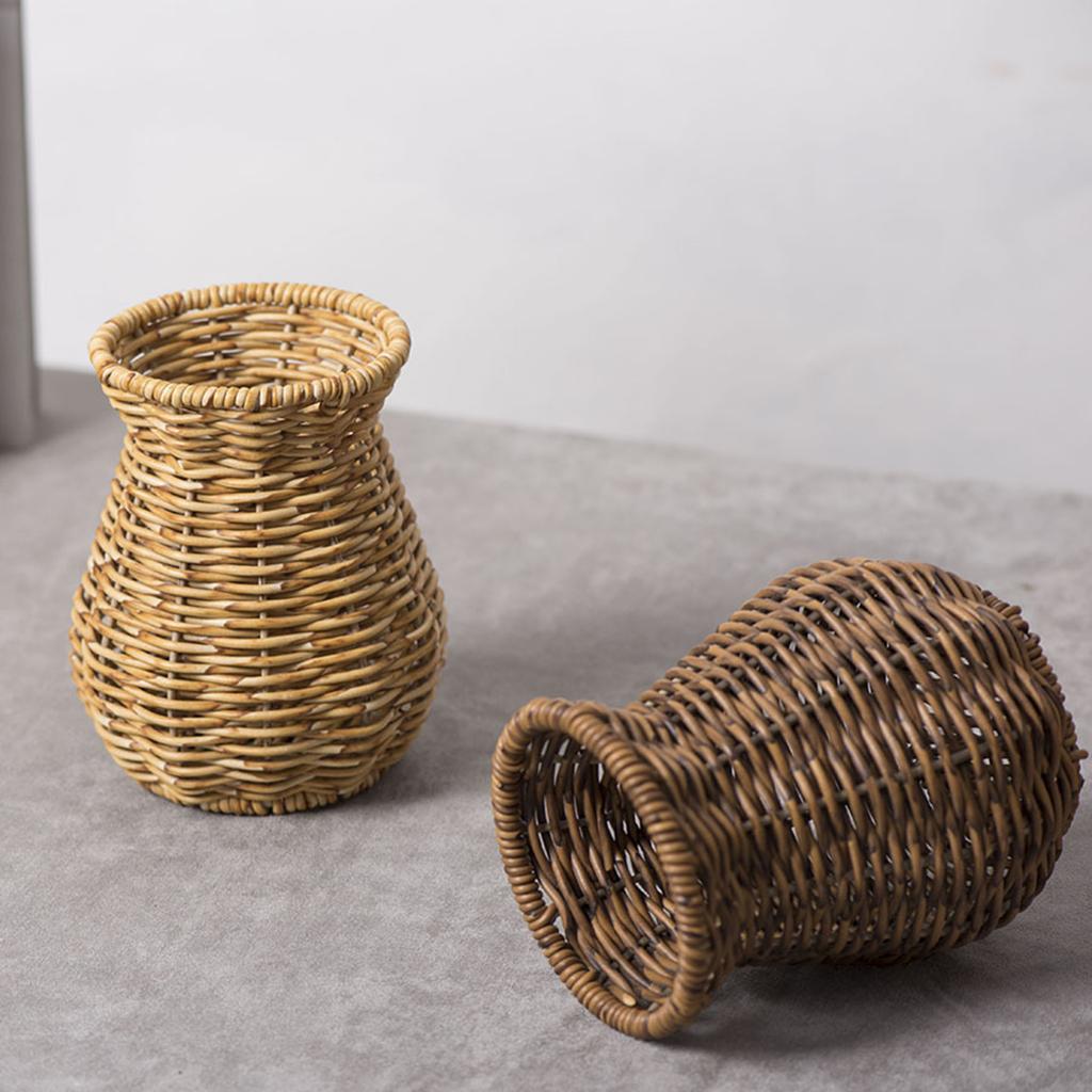 Handwoven Dried Flower Holder Rattan Effect Chic Flower Pot for Pampas Grass & Artificial Flowers